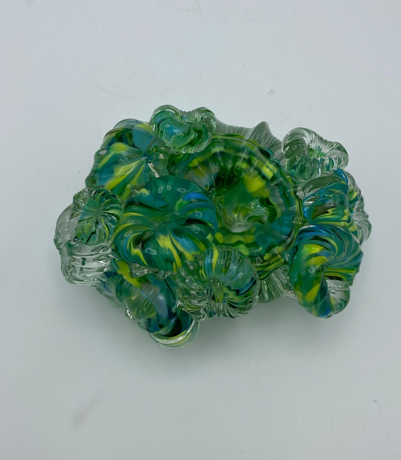 Mottled Green and Clear Coral Cluster