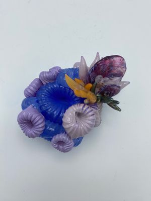 Opaque Blue and Purple Rose Coral Cluster
