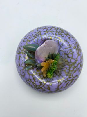 Mottled Purple Rose with Dark Celadon and Succulent Bits