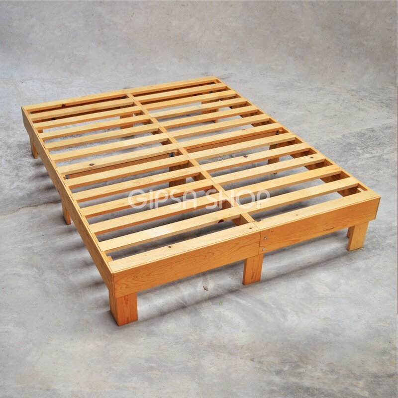 Base Cama Matrimonial de Madera Sólida Fácil Armado/Desarmado