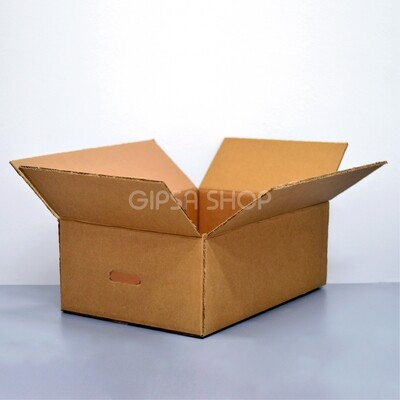 CAJA DE CARTÓN ESTÁNDAR REFORZADA | CON ASA | 62 x 42 x 21.6 cm | KIT C/12 PIEZAS