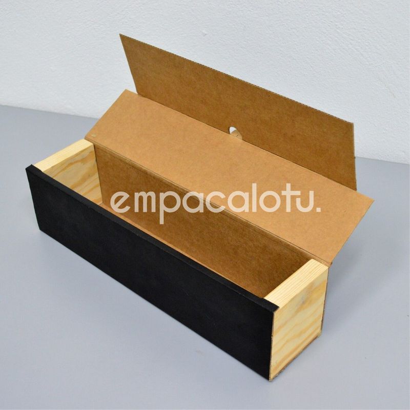 CAJA TēBURU | DE CARTÓN Y MADERA|PARA 1 BOTELLA | KIT C/12 PIEZAS