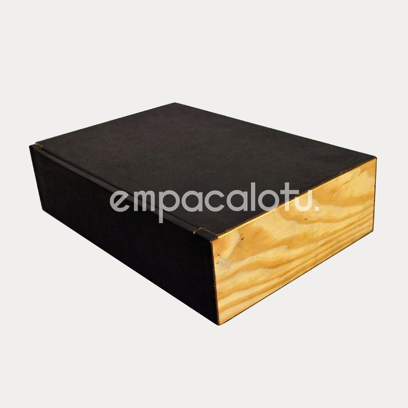 CAJA TēBURU | DE CARTÓN Y MADERA|PARA 3 BOTELLAS | KIT C/12 PIEZAS