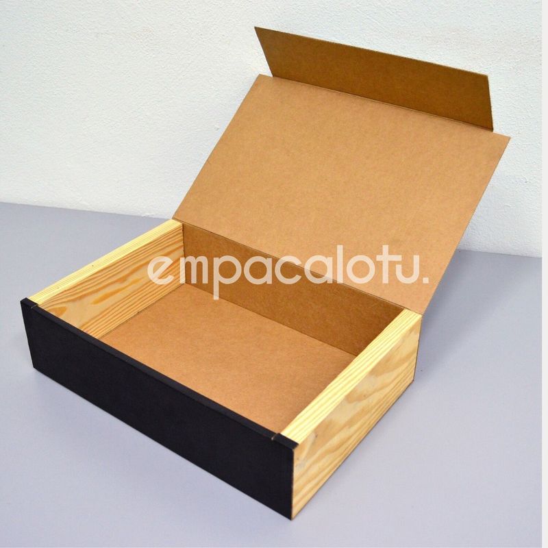 CAJA TēBURU | DE CARTÓN Y MADERA|PARA 3 BOTELLAS | KIT C/12 PIEZAS