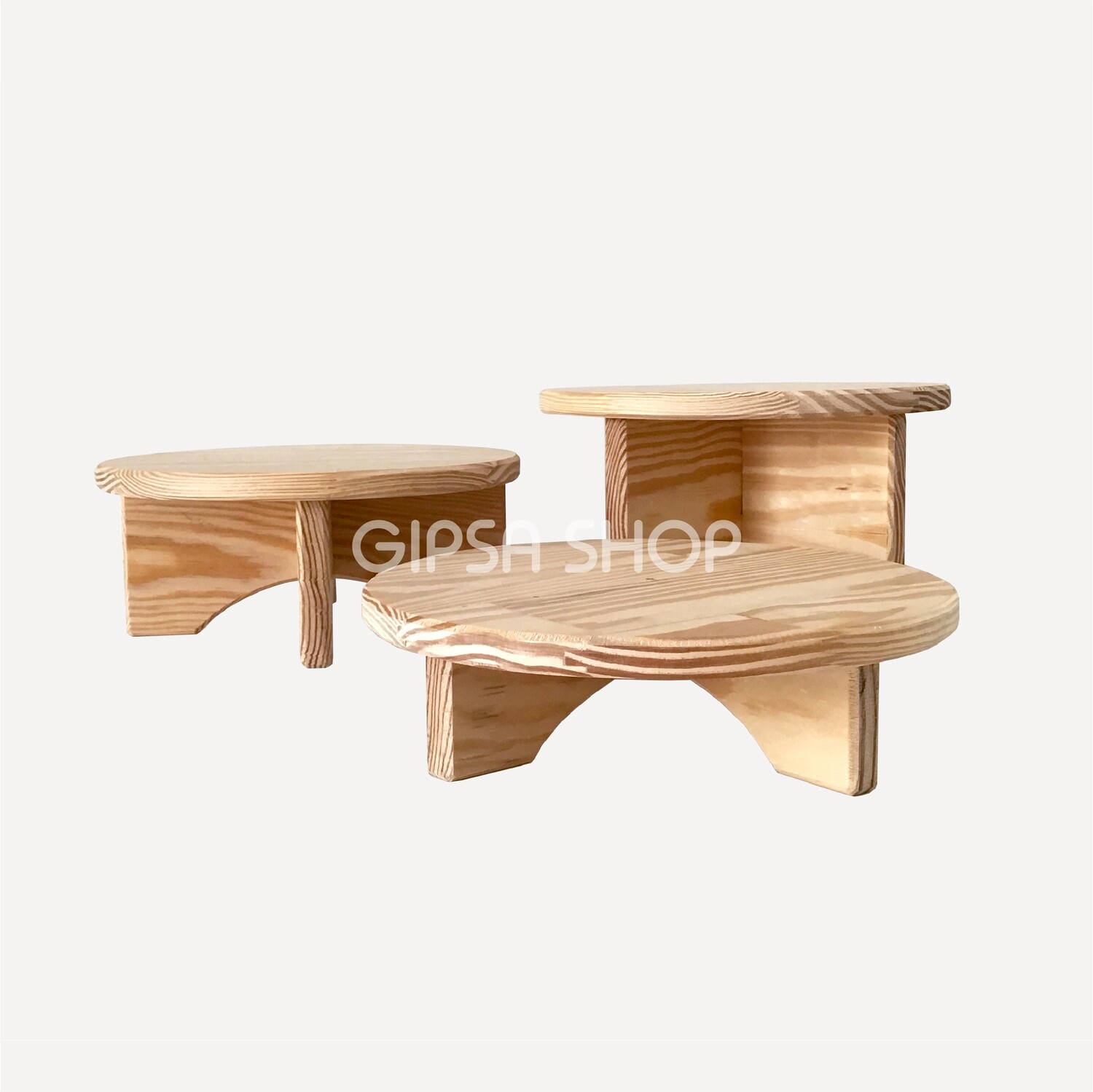 KIT DE 3 BASES DE MADERA CIRCULARES | CHICA, MEDIANA Y GRANDE