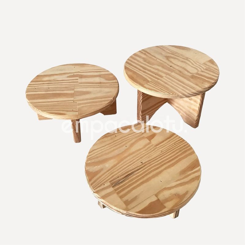 KIT DE 3 BASES DE MADERA CIRCULARES | CHICA, MEDIANA Y GRANDE