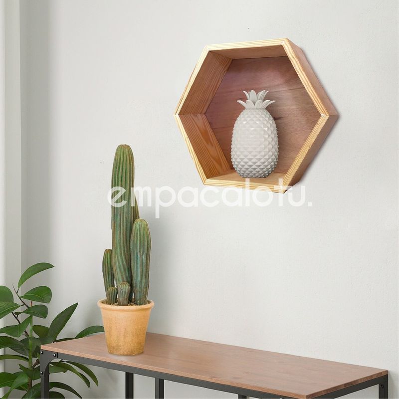 REPISA HEXAGONAL | CON FONDO DE MADERA |GRANDE