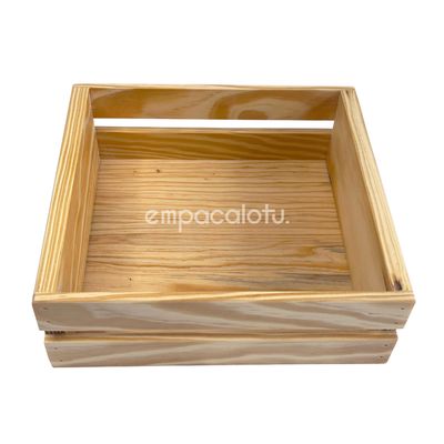 CANASTA DE MADERA | FONDO LISO | 19 x 19 x 7 cm