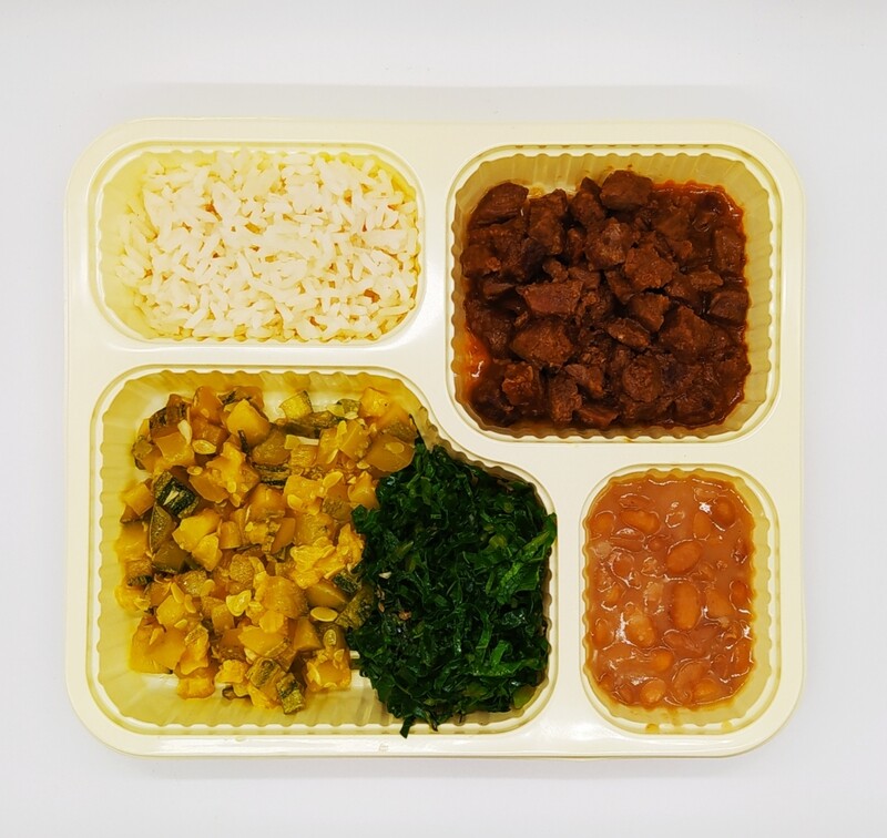 MK10 -Arroz Branco, Feijão Carioca, Picadinho de Carne, Abobrinha  Refogada e Couve Refogada - 360g.