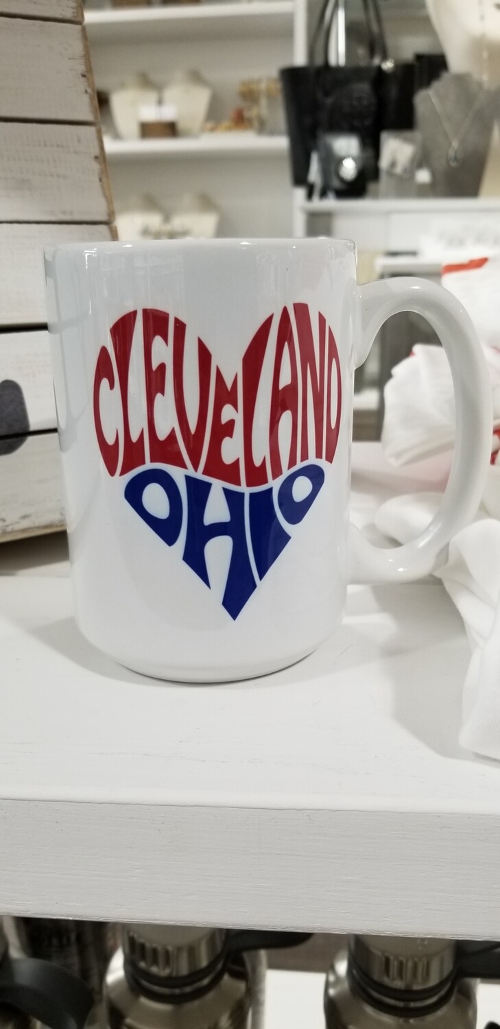 Queen Bee Designs Cleveland Ohio Mug Blue And Red