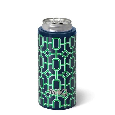 Swig Navy Bamboo Skinny Can Cooler 12oz