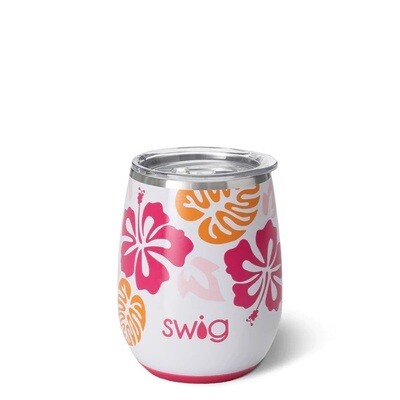 Swig Pink Island Bloom Stemless Wine Cup 14oz