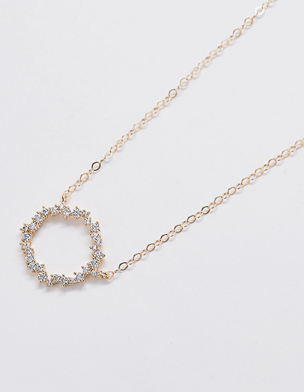 Admiral Row Gold Pave Stone Circle Necklace