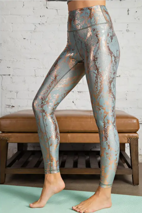 Rae Mode Snake Foil Printed Antique Sage Leggings