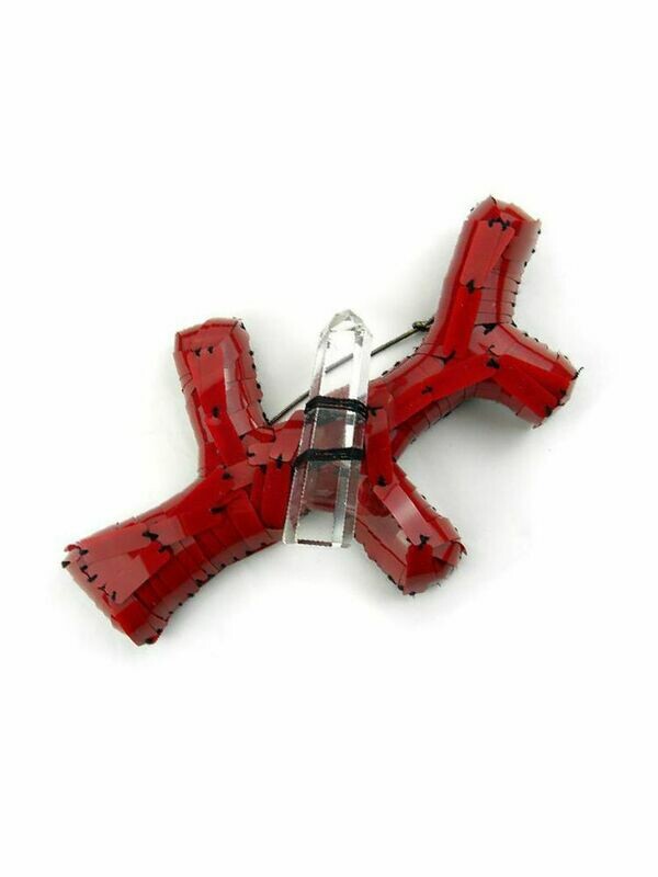 spilla Ramo Scheggiato Rosso