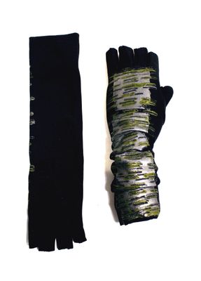 Guanti Gioiello con mezze dita silver/green