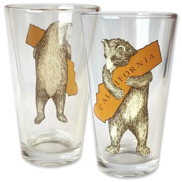 California Bear Hug Double Sided Decal Pint Glass
