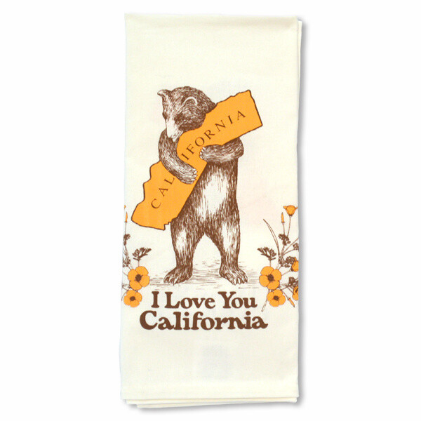 California Bear and Poppy Tea Towel