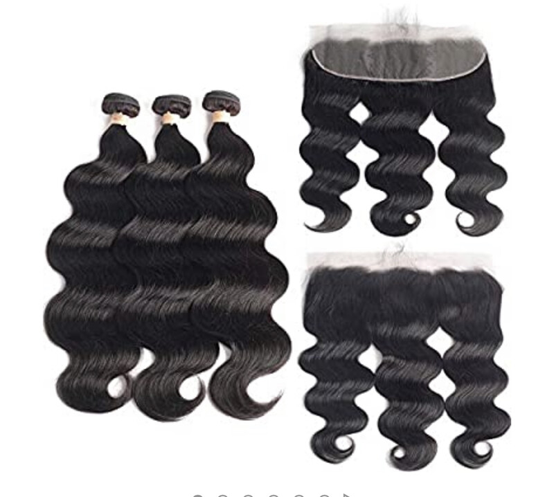 13 X 4 Frontal 16 Inch &amp; 3 Bundles  (16, 16,16 Inch) Brazilian Hair -Body Wave