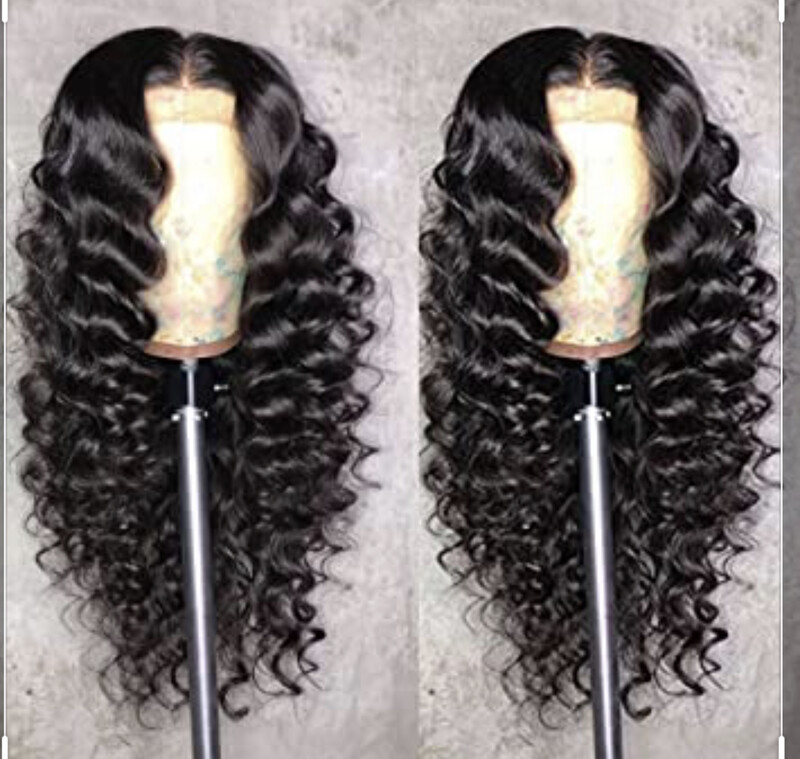 4 x 4 Frontal Pre plucked Brazilian Hair Wig 18 inch- (Deep Wave)