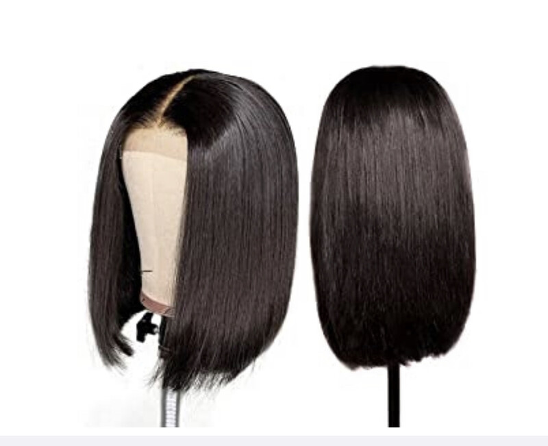 4x 4 Barbie Frontal Bob With Middle Part &amp; Side Bangs (Straight)  -12 Inch