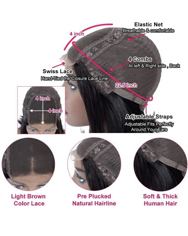 4 x 4 Frontal Pre plucked Brazilian Hair Wig 20 inch- (Deep Wave)