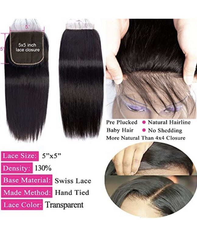 5 X 5 Frontal 18 Inch &amp; 2 Bundles (20 Inch) Brazilian Hair - Straight 