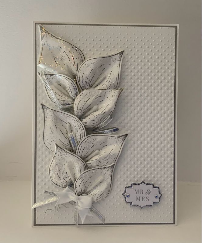 White &amp; Silver  Mr. &amp; Mrs. Wedding Card