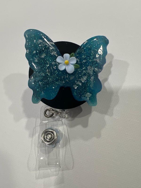 Blue/Black Butterfly Badge Reel
