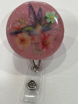 Pink Hummingbird Badge