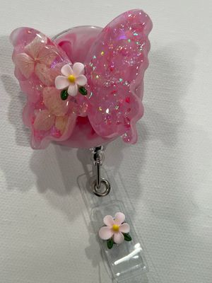Pink Butterfly Badge