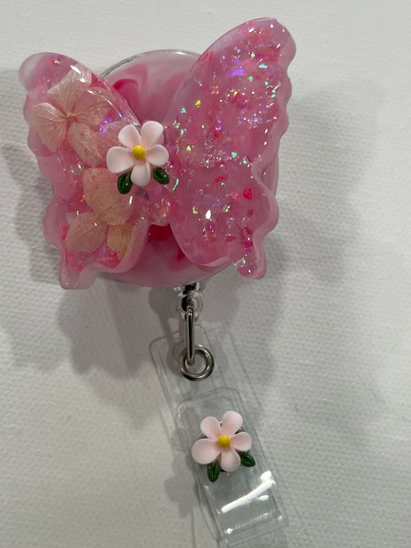 Pink Butterfly Badge