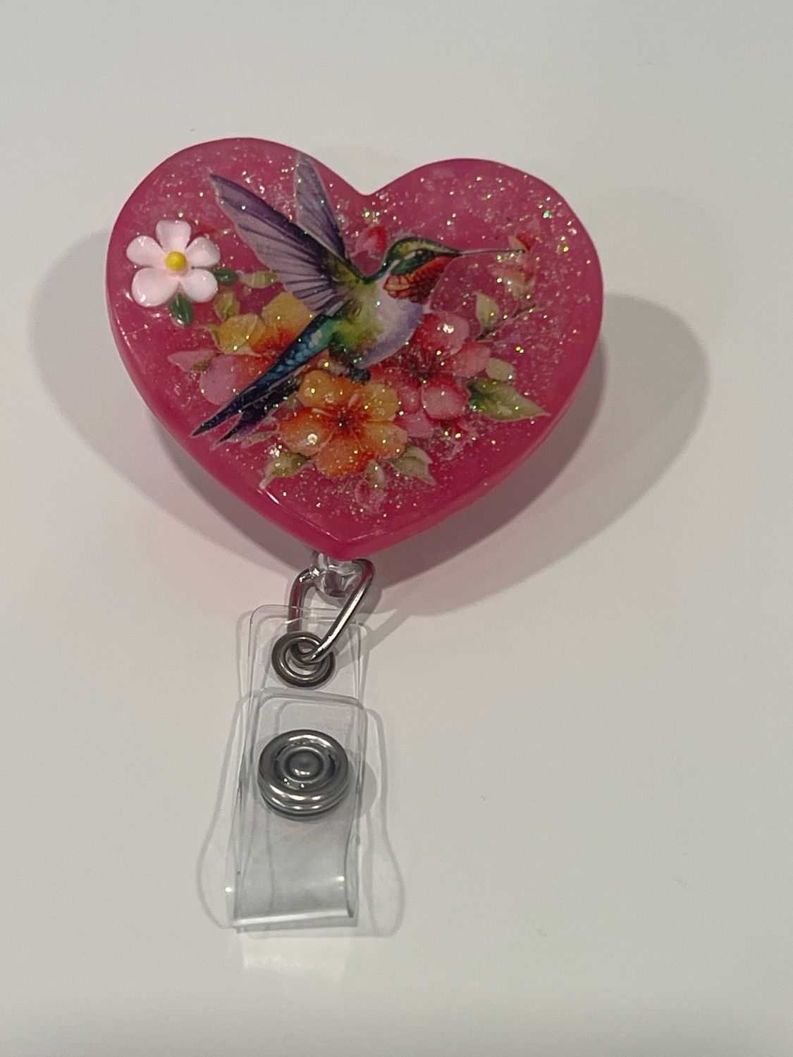 Pink Humming Bird Badge Reel