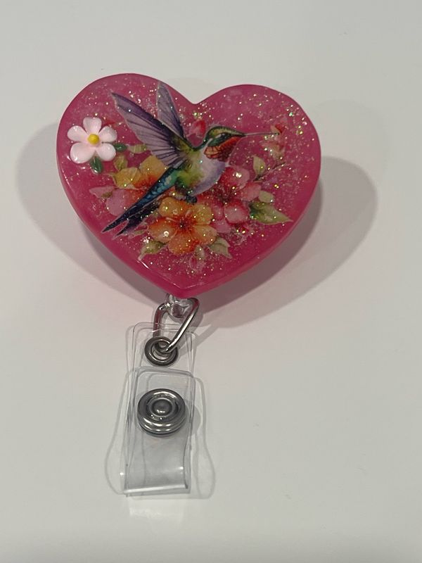 Pink Humming Bird Badge Reel