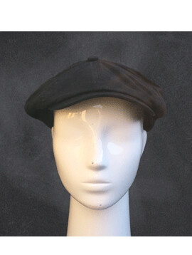 Flat Cap Cotton Washed Black