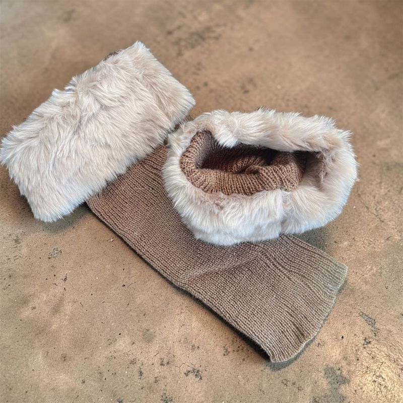 Faux Fur Boot Cuffs - Taupe natural