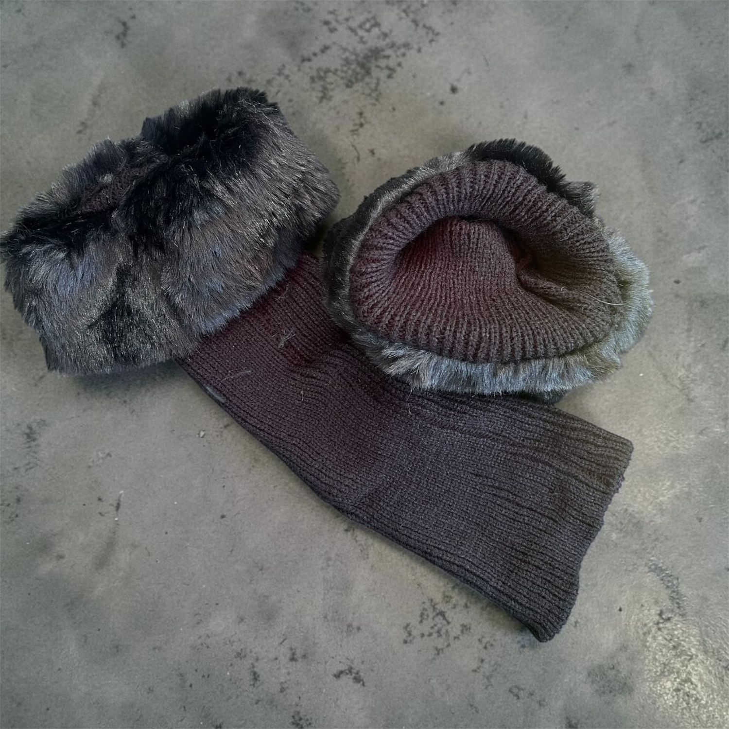 Faux Fur Boot Cuffs - Black