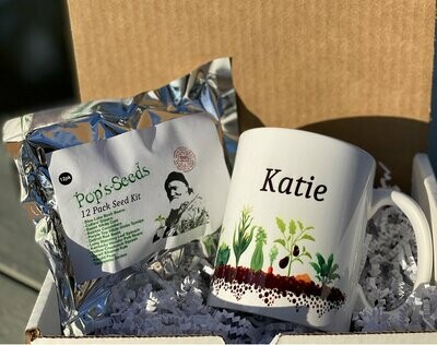 Personalized Gardener Gift Set - 12 Pack Survival Garden - Gift Mug - Seed Packs - Heirloom Organic Vegetable Seed Packs - Non-GMO