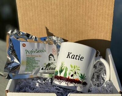 Personalized Gardener Gift Set - Fall Harvest Garden - Gift Mug - Seed Packs - Heirloom Organic Vegetable Seed Packs - Non-GMO