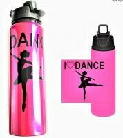 G464 I HEART DANCE METAL WATER BOTTLE