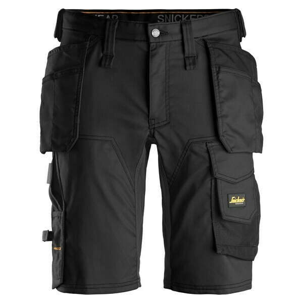 6141 Snickers AllroundWork, Stretch Korte Broek met Holsterzakken ZWART