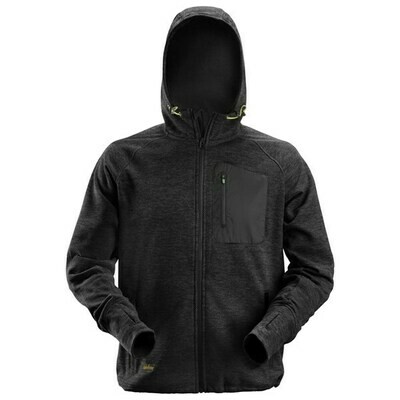 Snickers FlexiWork, Fleece Hoodie - ZWART