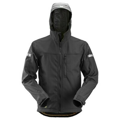 Snickers AllroundWork, Soft Shell Jack met Capuchon - ZWART