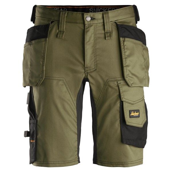 6141 Snickers AllroundWork, Stretch Korte Broek met Holsterzakken KHAKI