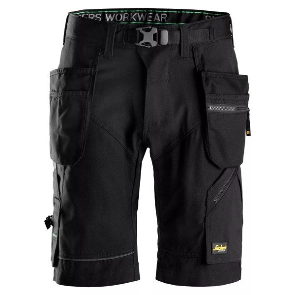 Snickers FlexiWork, Korte Werkbroek+ met holsterzakken ZWART