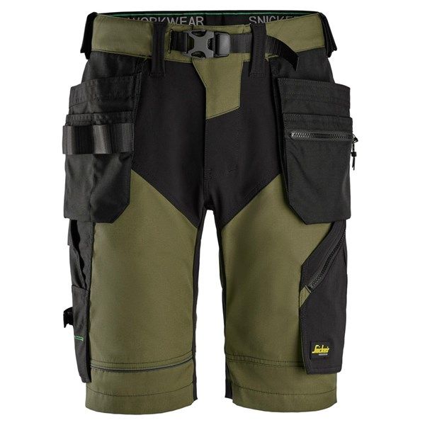 Snickers FlexiWork, Korte Werkbroek+ met holsterzakken KHAKI