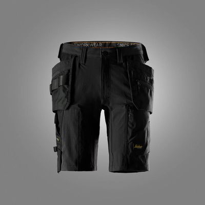 Snickers AllroundWork, 4-way stretch Werkshort met holsterzakken ZWART
