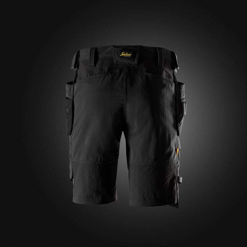 Snickers AllroundWork, 4-way stretch Werkshort met holsterzakken ZWART