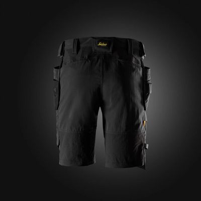 Snickers AllroundWork, 4-way stretch Werkshort met holsterzakken ZWART