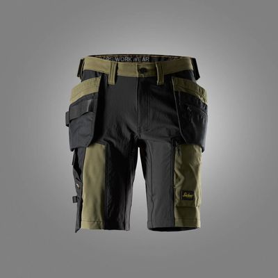 Snickers AllroundWork, 4-way stretch Werkshort met holsterzakken KHAKI